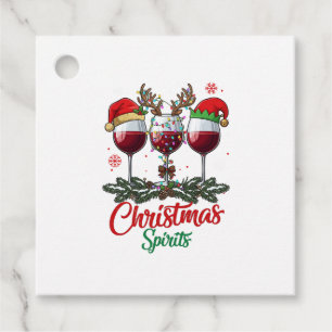 Christmas Spirits Wine Glasses Reindeer Antlers Pi Favour Tags
