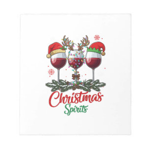 Christmas Spirits Wine Glasses Reindeer Antlers Pi Notepad