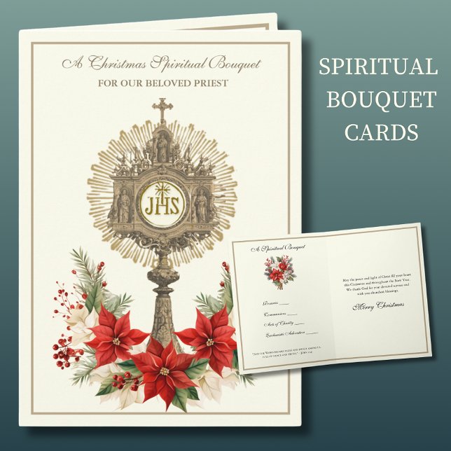 Christmas Spiritual Bouquet Catholic Priest  Holiday Card (Creator Uploaded)