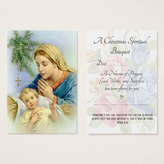 Christmas Spiritual Bouquet Prayer Holy Card (Front & Back)
