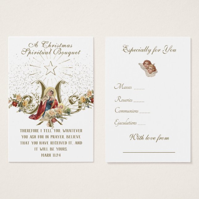 Christmas Spiritual Bouquet Prayer Holy Card (Front & Back)