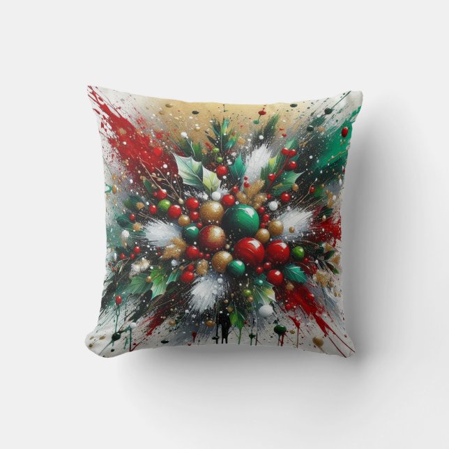 Christmas Splatter / White Bursts Cushion (Front)