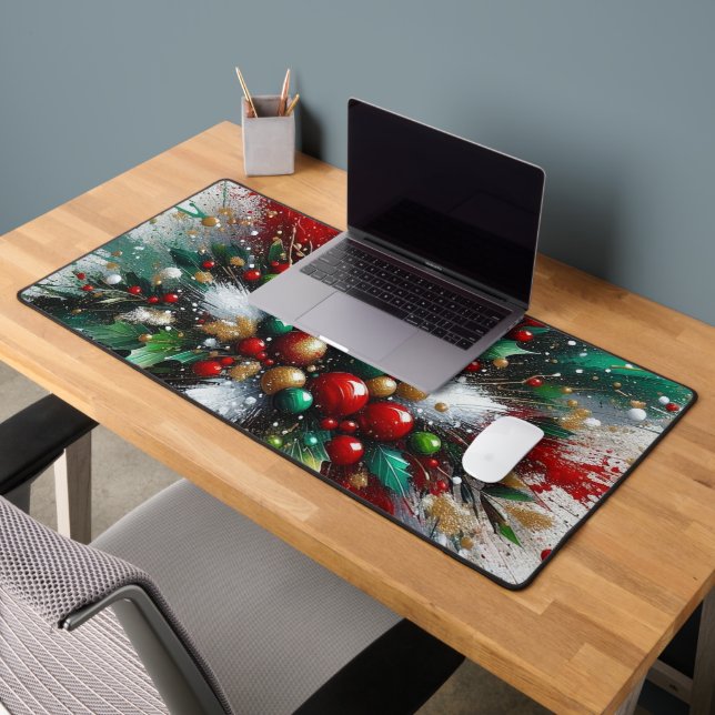 Christmas Splatter / White Bursts Desk Mat (Office 2)