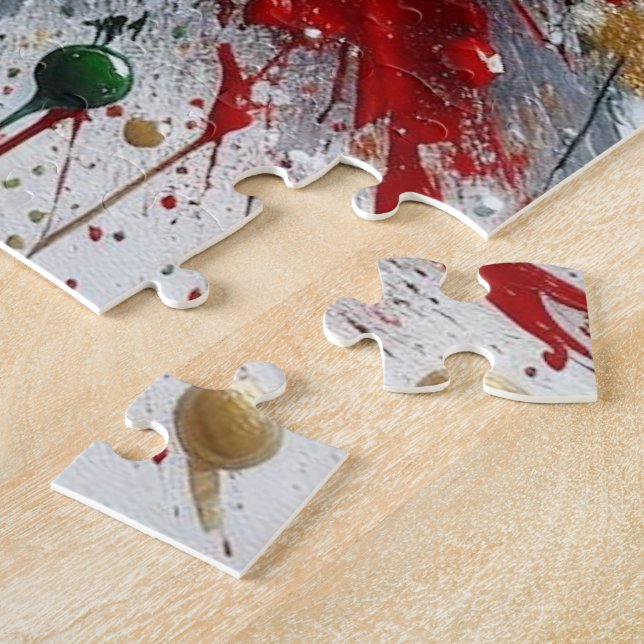 Christmas Splatter / White Bursts  Jigsaw Puzzle (Side)