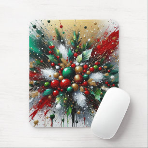 Christmas Splatter / White Bursts Mouse Mat