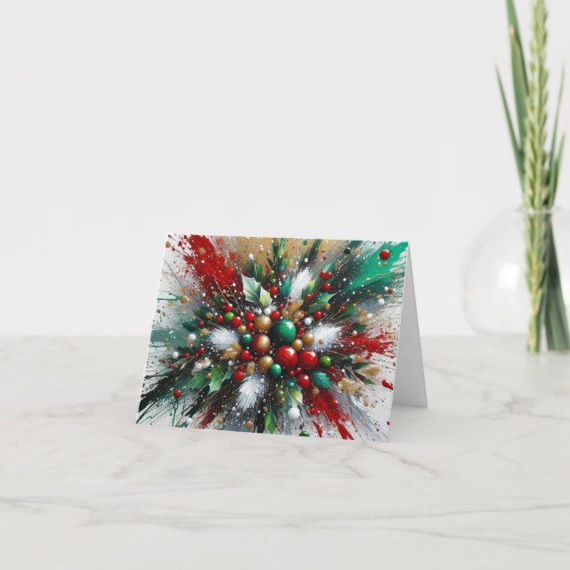 Christmas Splatter / White Bursts Note Card (Front)