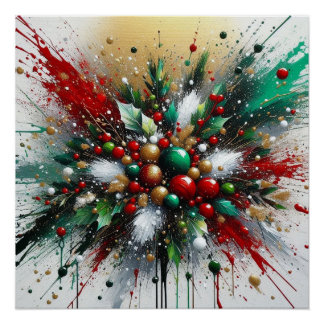 Christmas Splatter / White Bursts Poster