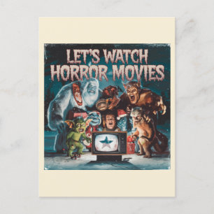  Christmas Spooky Retro Horror Movies  Postcard