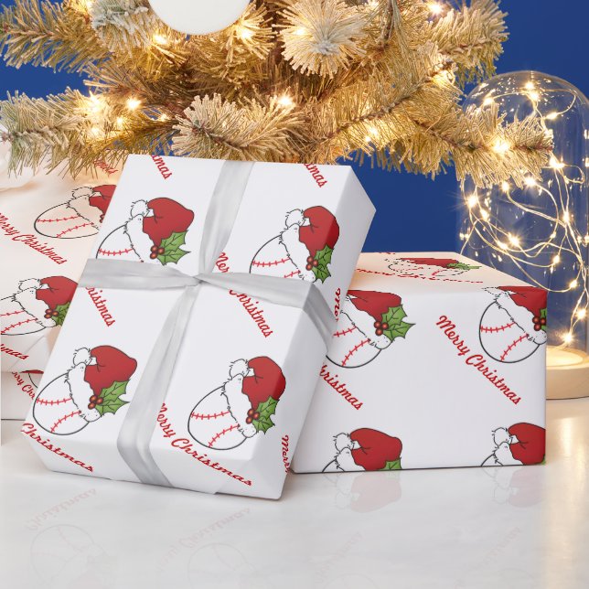 Christmas Sport Baseball Design Wrapping Paper (Holidays)