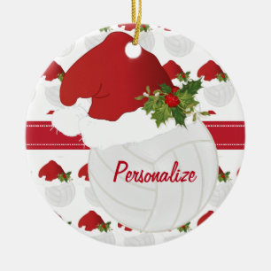 Christmas Sport Volleyball 🏐 Santa Hat 🎅 Ceramic Tree Decoration