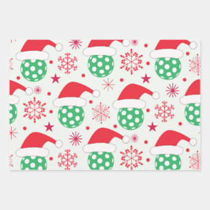 Christmas Sports Ball with Santa Hat Wrapping Paper Sheet