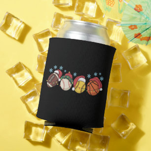 Christmas Sports Balls Lights Santa Family Sport Can Cooler