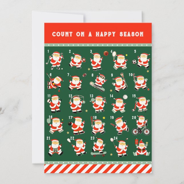 Christmas Sports Calendar Countdown Holiday Cards (Front)