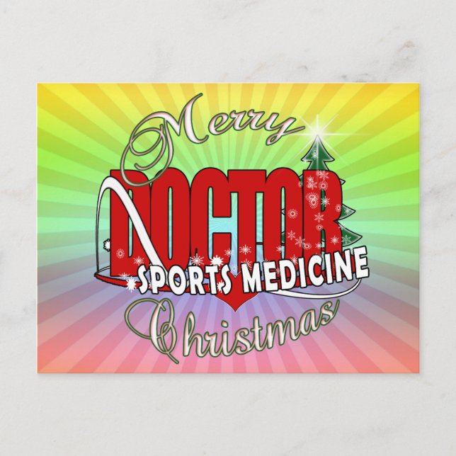 CHRISTMAS SPORTS MEDICINE DOCTOR HOLIDAY POSTCARD (Front)