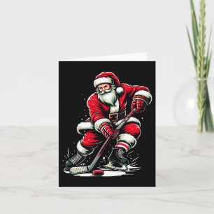 Christmas Sports Santa Plays Ice Hockey Card