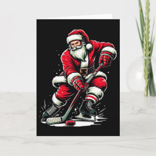 Christmas Sports Santa Plays Ice Hockey  Card