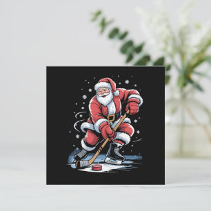 Christmas Sports Santa Plays Ice Hockey Xmas  Invitation