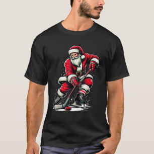 Christmas Sports Santa Plays Ice Hockey Xmas Women T-Shirt