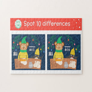 Christmas Spot 10 Differences Bear Penguin Kids Jigsaw Puzzle
