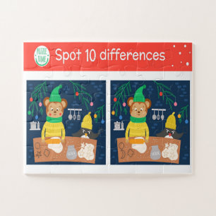 Christmas Spot 10 Differences Bear Penguin Kids  Jigsaw Puzzle