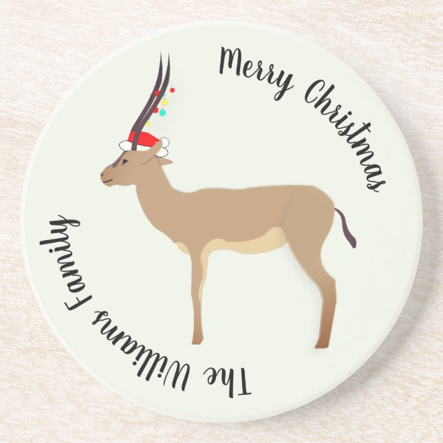 Christmas Springbok Coaster (Front)