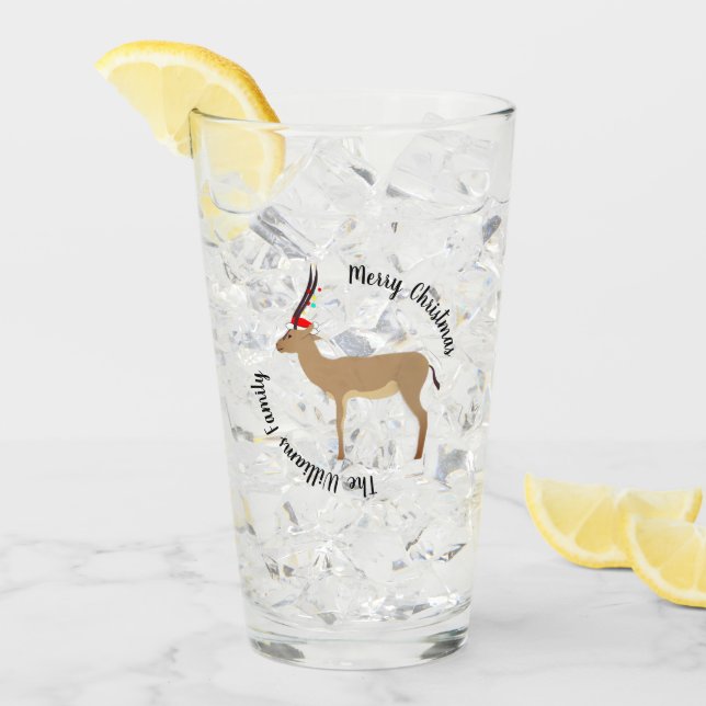 Christmas Springbok Glass (Front Ice)