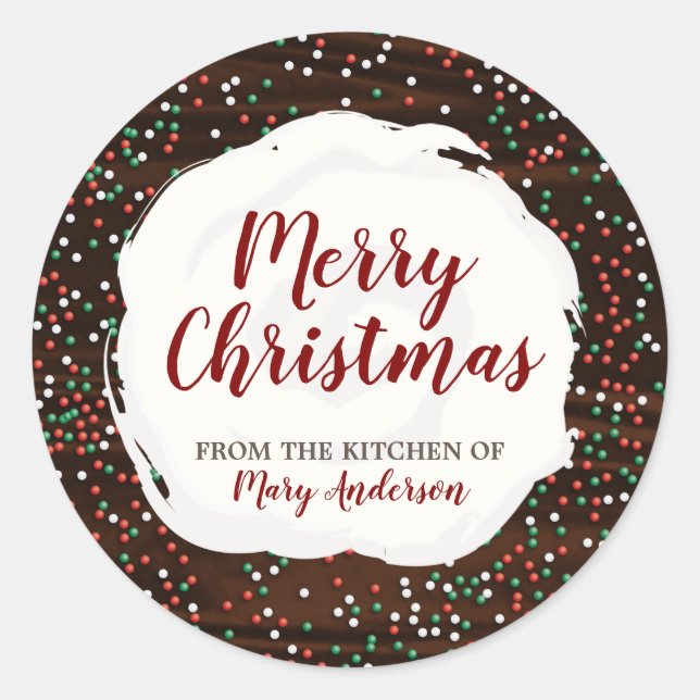 Christmas Sprinkles Chocolate Custom Label Sticker (Front)