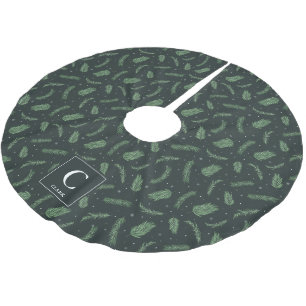 Christmas Spruce Pattern Monogrammed Brushed Polyester Tree Skirt