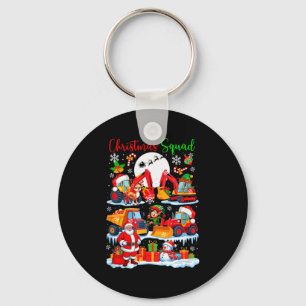 Christmas Squad Construction Trucks Excavators San Key Ring