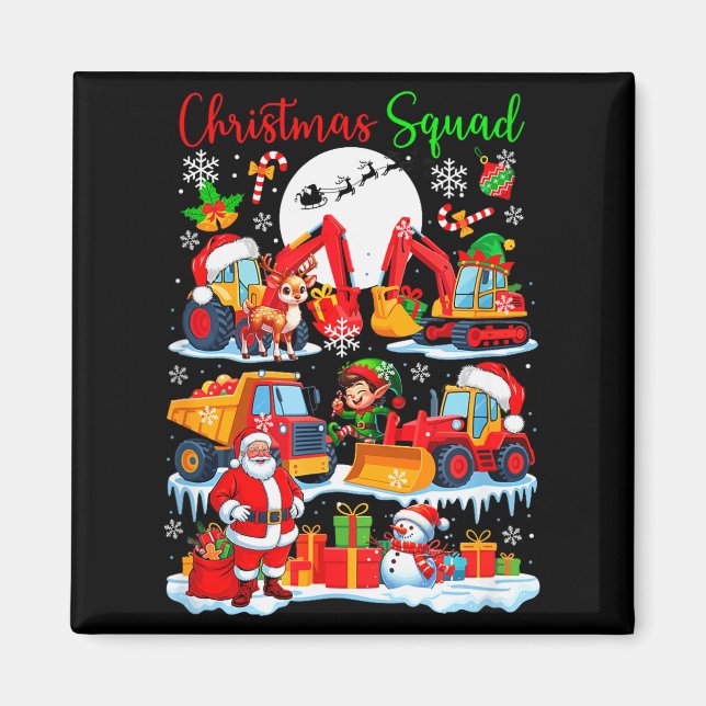 Christmas Squad Construction Trucks Excavators San Magnet (Front)