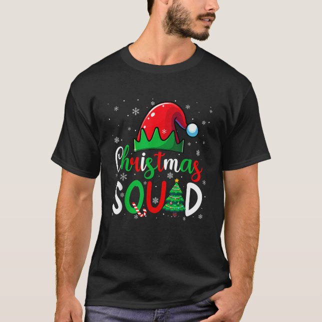 Christmas Squad Costume Elf Xmas Tree Matching Tea T-Shirt (Front)