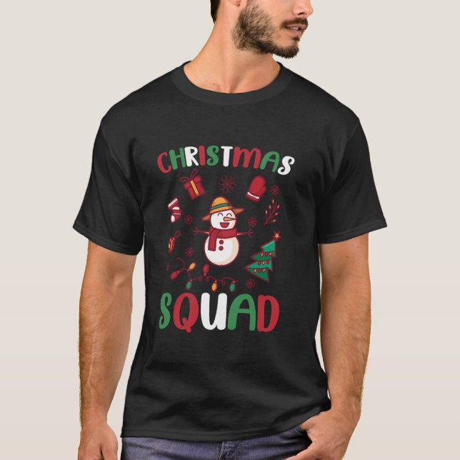 Christmas Squad Cute Snowman Costume Family Cousin T-Shirt (Front)