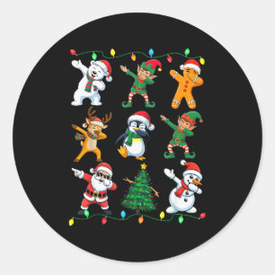 Christmas Squad Dabbing Xmas Friends Boys Girls Me Classic Round Sticker