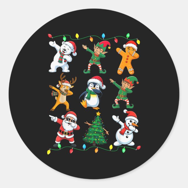 Christmas Squad Dabbing Xmas Friends Boys Girls Me Classic Round Sticker (Front)