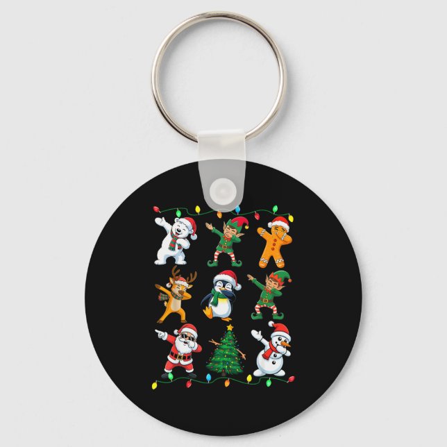 Christmas Squad Dabbing Xmas Friends Boys Girls Me Key Ring (Front)