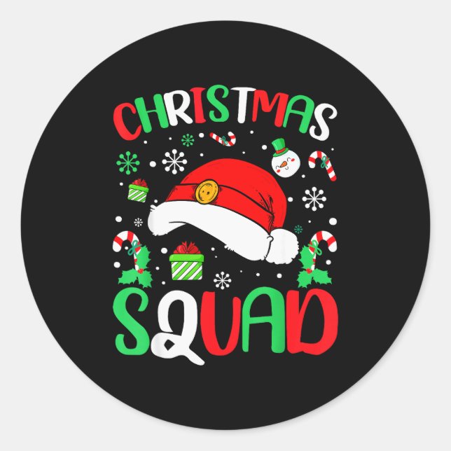 Christmas Squad Family Group Matching Christmas Pa Classic Round Sticker (Front)