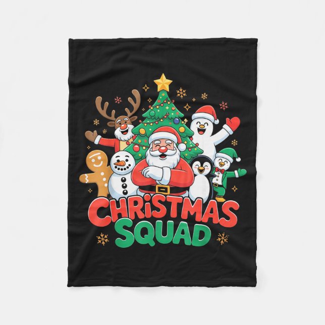 Christmas Squad Family Group Matching Pyjamas Sant Fleece Blanket (Front)