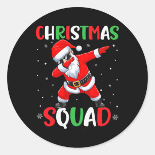 Christmas Squad Family Group Matching Santa Boys M Classic Round Sticker