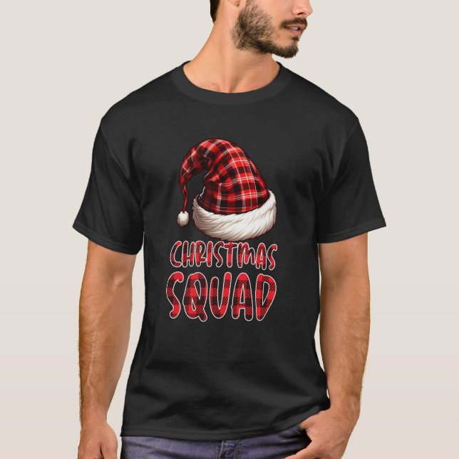 Christmas Squad Family Team Santa Buffalo Plaid Xm T-Shirt (Front)