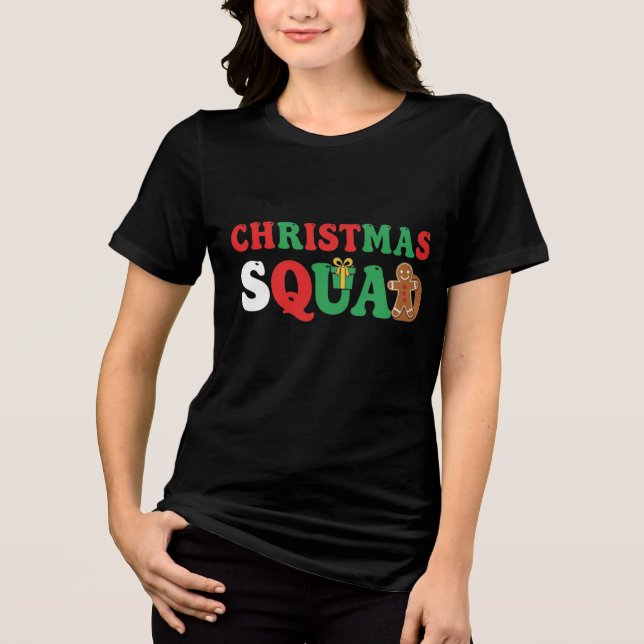 Christmas Squad | Fun Matching Holiday Team Design Tri-Blend Shirt (Front)