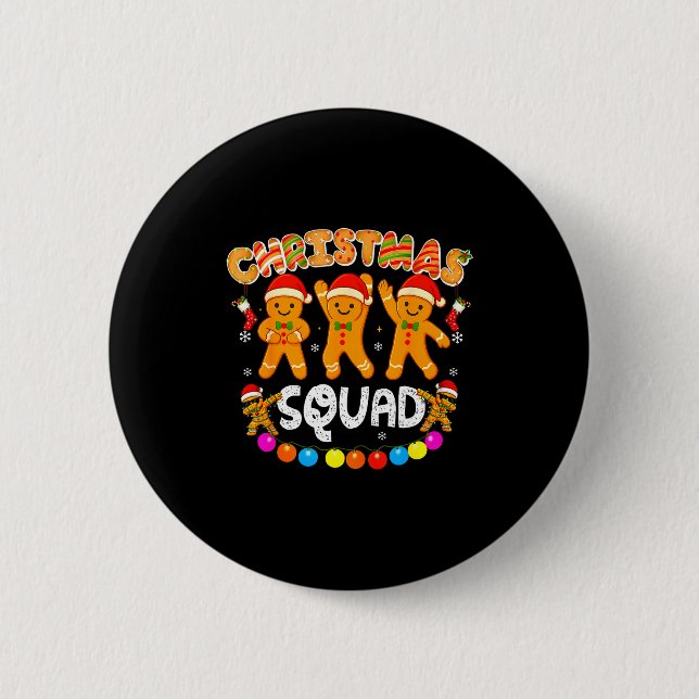 Christmas Squad Funny Xmas Gingerbread Family Matc 6 Cm Round Badge (Front)