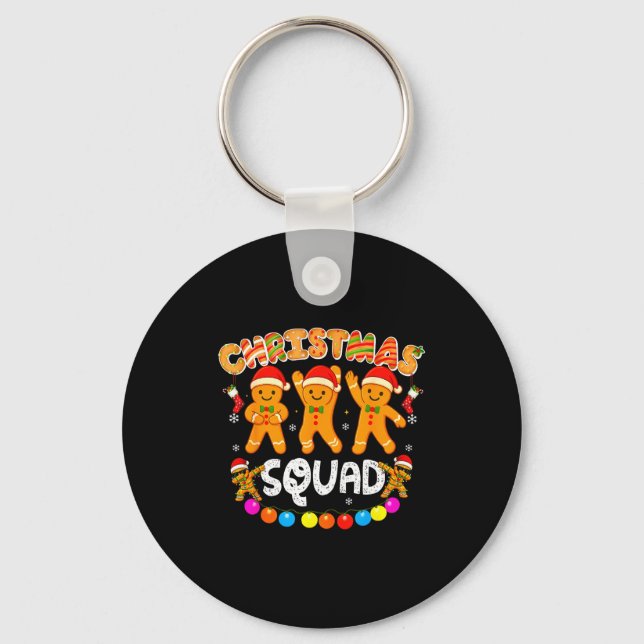 Christmas Squad Funny Xmas Gingerbread Family Matc Key Ring (Front)