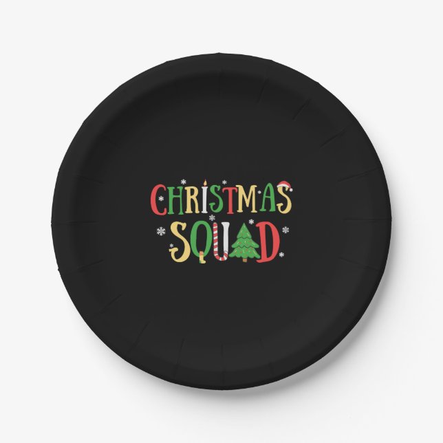Christmas Squad Funny Xmas Tree Paper Plate (Front)