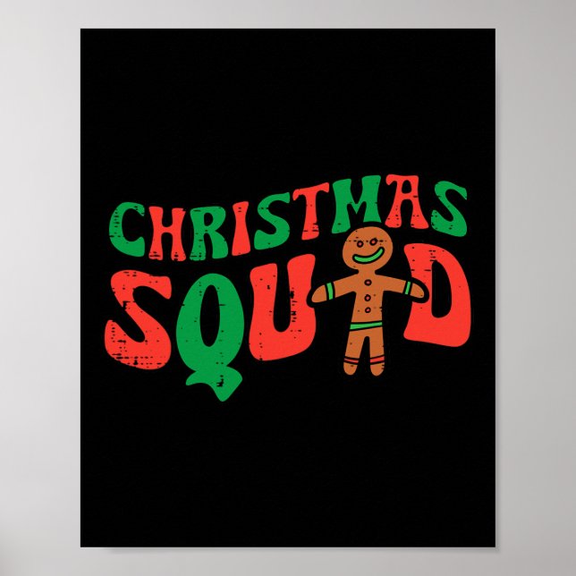 Christmas Squad Gingerbread Xmas Family Crew Men W Poster (Front)