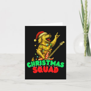 Christmas Squad Golden Retriever Dog Playing Guita Card