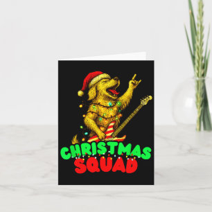 Christmas Squad Golden Retriever Dog Playing Guita Card