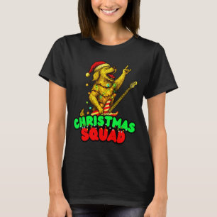 Christmas Squad Golden Retriever Dog Playing Guita T-Shirt