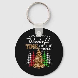 Christmas Squad Leopard Plaid Xmas Tree Family Mat Key Ring