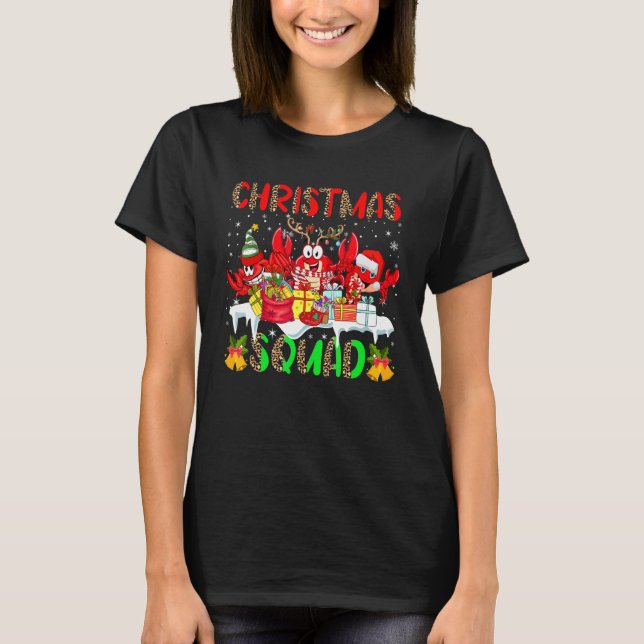 Christmas Squad Leopard Three Santa Reindeer Elf C T-Shirt (Front)