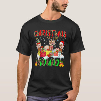 Christmas Squad Leopard Three Santa Reindeer Elf F T-Shirt